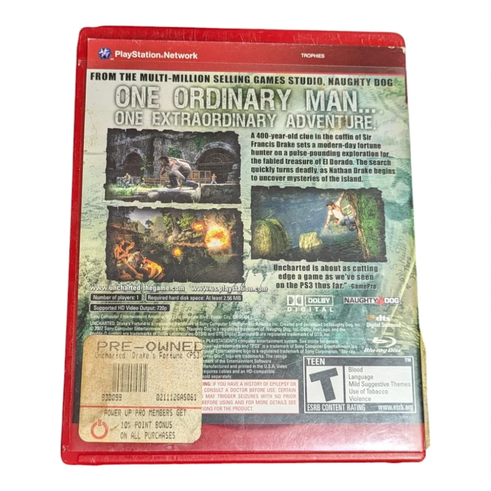 Uncharted - Drake's Fortune - PS3 PlayStation - Well Cared For